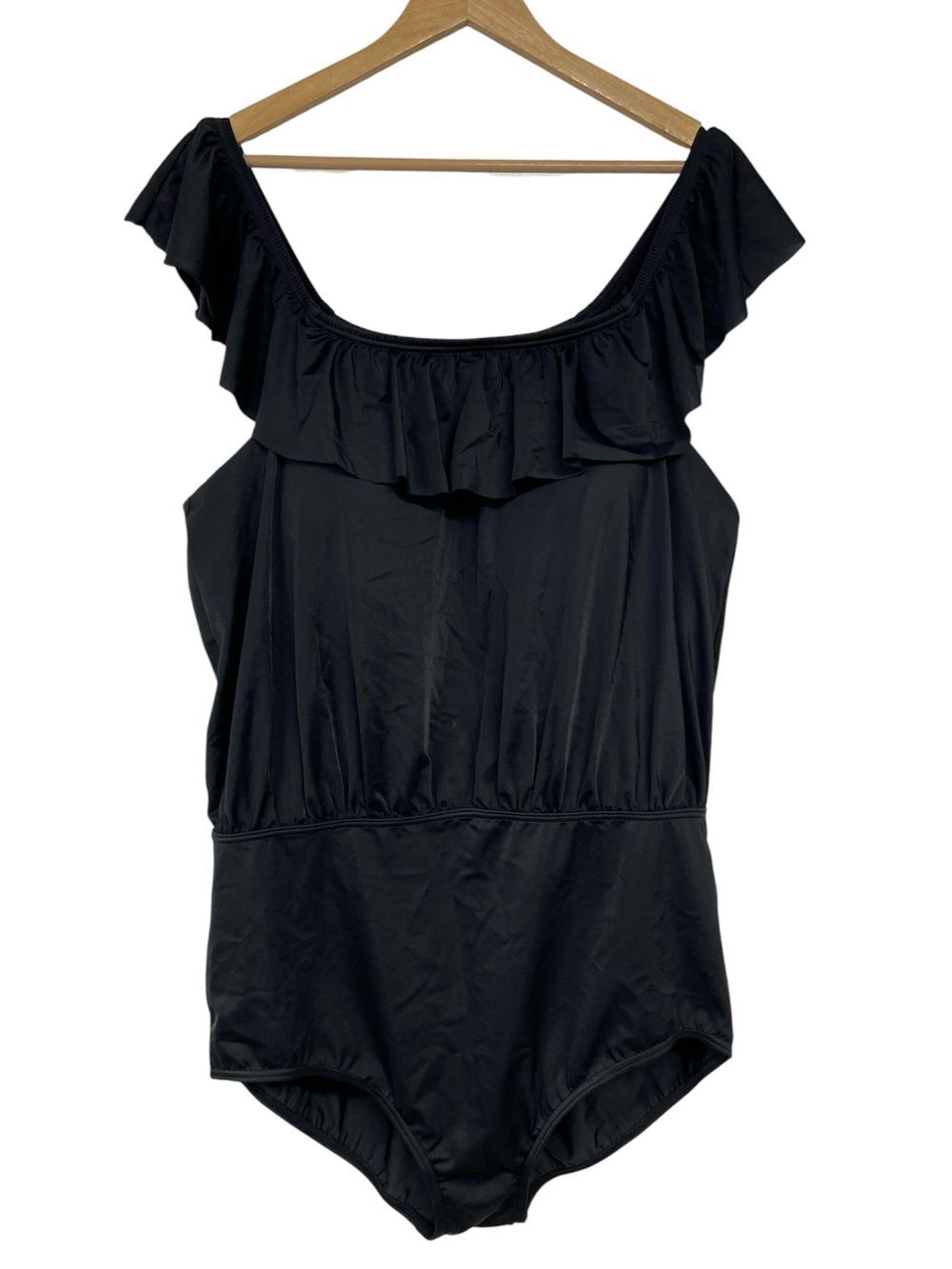 Dreamsuit Plus Size One Piece Swimsuit Ruffle Top Black Size 3X